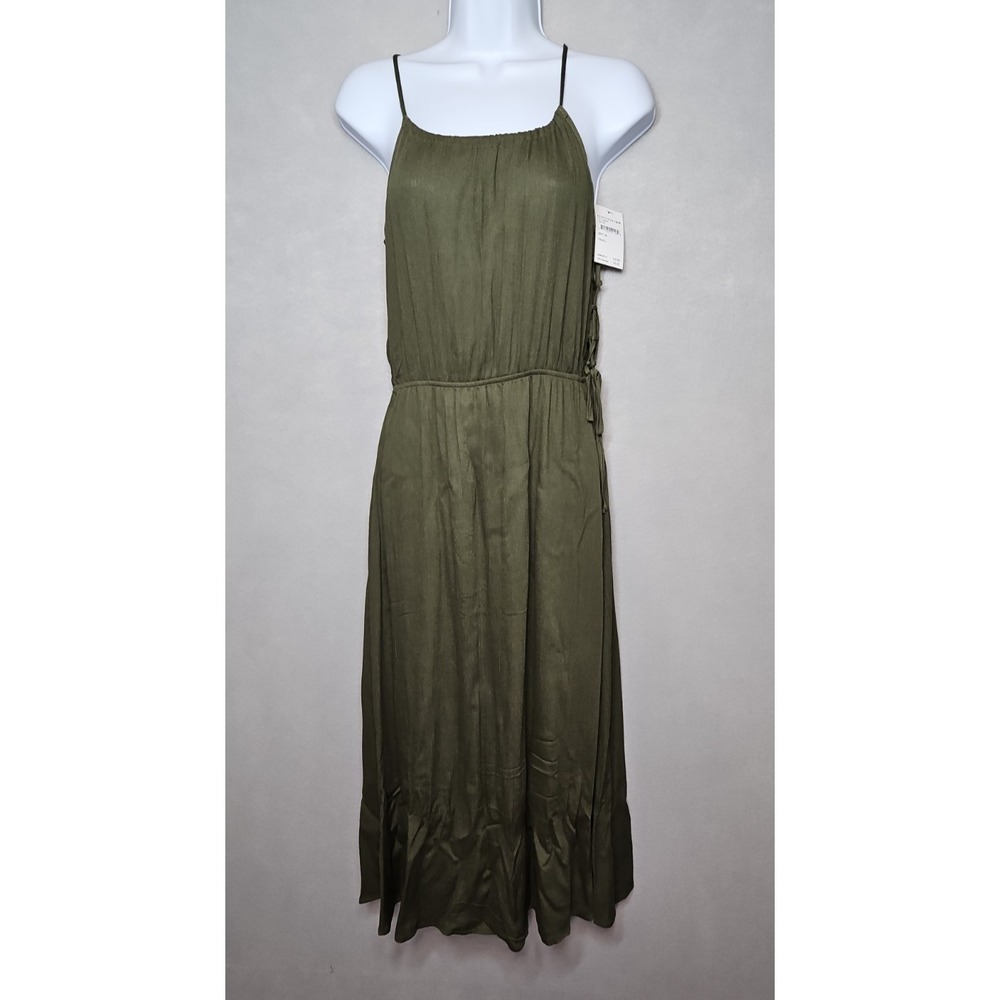 Fraiche By J Womens Olive Green Side Lace Up Maxi Dress Size Small NWT